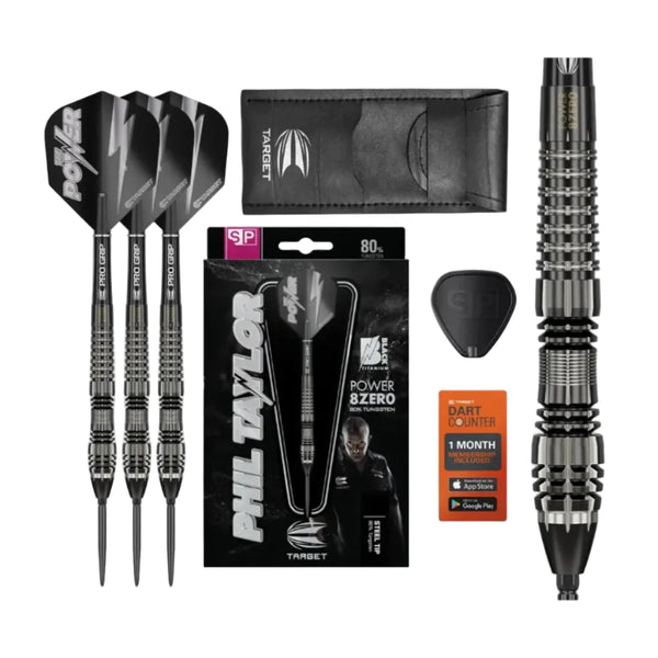 Phil Taylor Power 8-Zero Black P8Z4 Swiss Point Darts 80% Tungsten