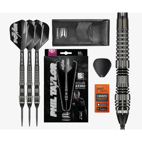 Phil Taylor Power 8-Zero Black P8Z4 Swiss Point Darts 80% Tungsten