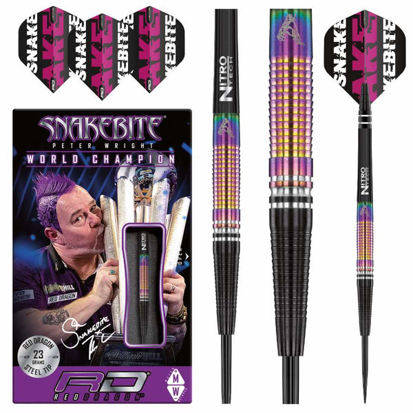Peter Wright Snakebite World Champion Special Edition Tapered Steel Tip Darts 90% Tungsten