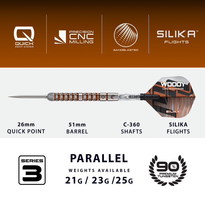 Luke Woodhouse Series 3 Quick Point Darts 90% Tungsten