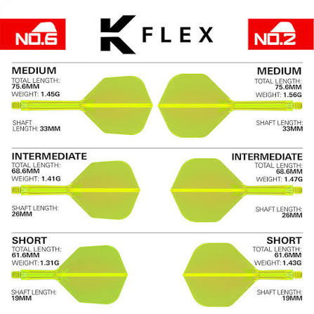 Neon Yellow K-Flex No.2 size chart