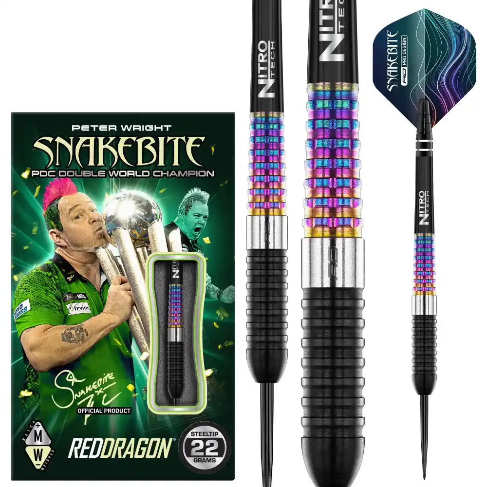 Peter Wright Snakebite Corra Steel Tip Darts 90% Tungsten