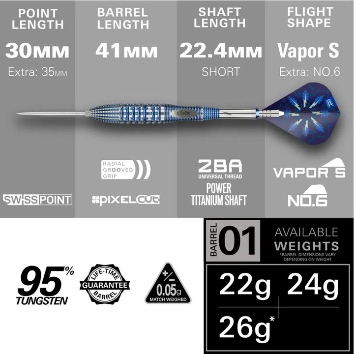 Phil Taylor Power Gx2 Swiss Point Darts 95% Tungsten