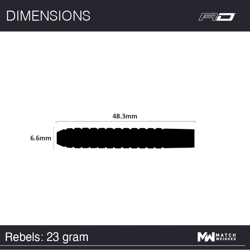Rebel 2 Steel Tip Darts 90% Tungsten