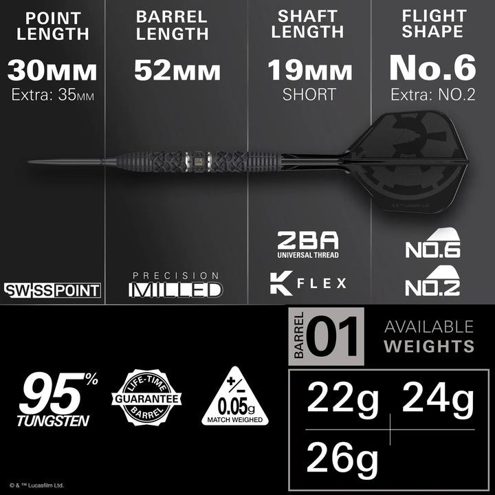 Star Wars Darth Vader Swiss Point Darts 95% Tungsten