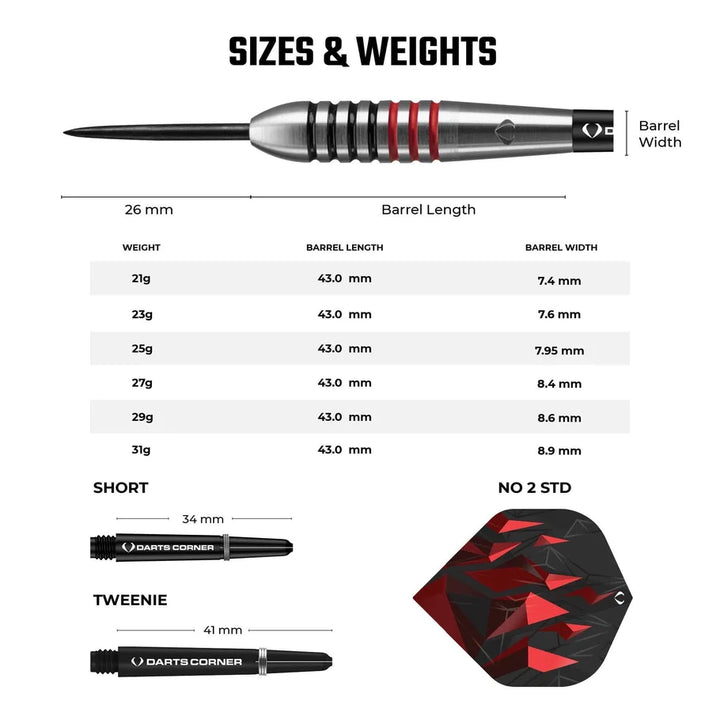 Astrofire Black &amp; Red Ringed Steel Tip Darts 90% Tungsten
