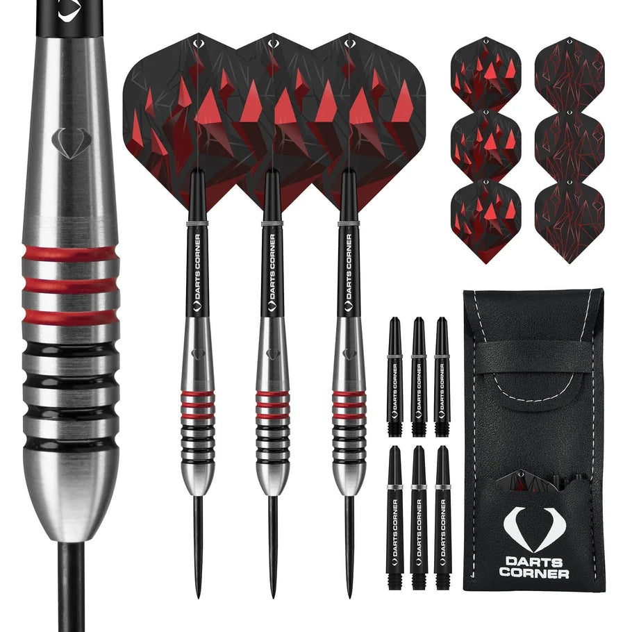 Astrofire Black &amp; Red Ringed Steel Tip Darts 90% Tungsten