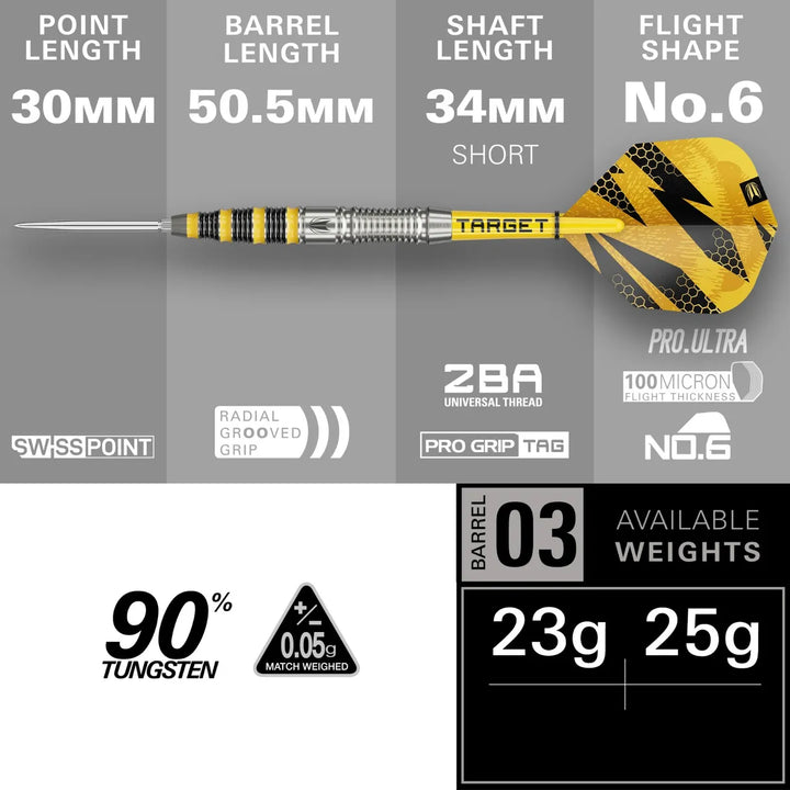 Buzz 03 Steel Tip Darts 90% Tungsten