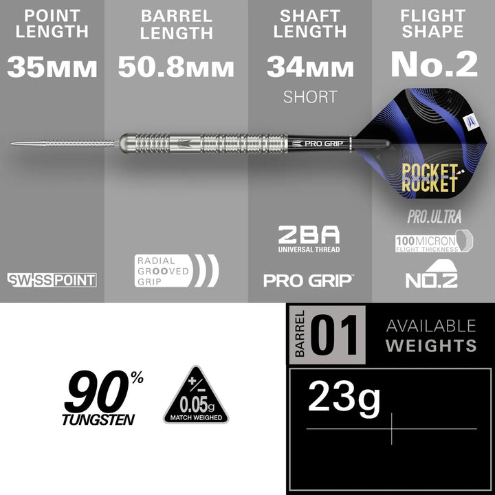 Justin Hood Swiss Point Darts 90% Tungsten