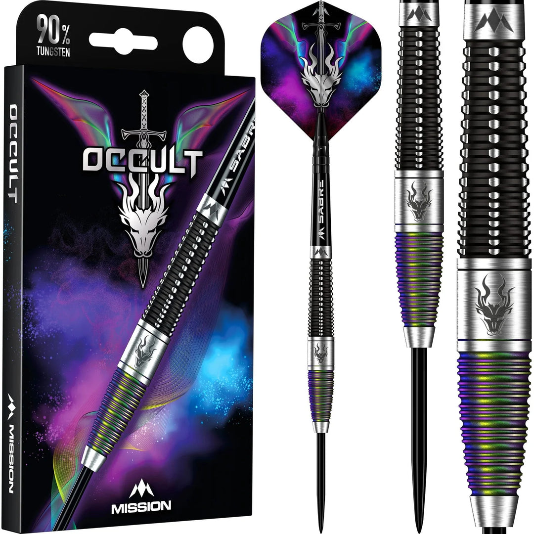 Occult Black &amp; Coral PVD Steel Tip Darts 90% Tungsten