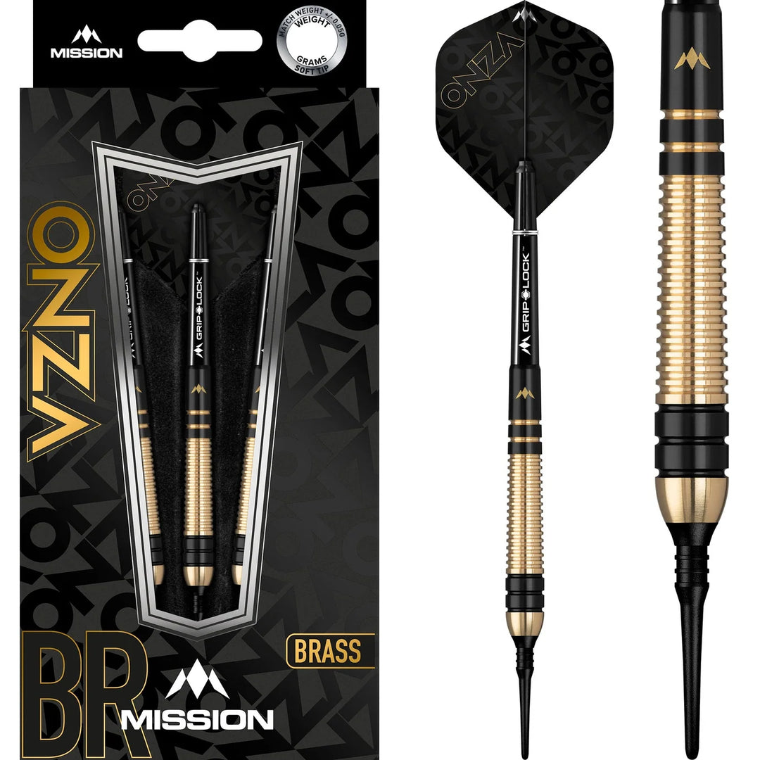 Mission Onza Black &amp; Gold M2 Soft Tip Brass Darts