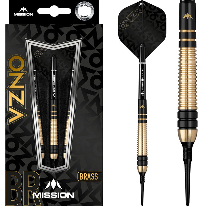 Mission Onza Black &amp; Gold M2 Soft Tip Brass Darts