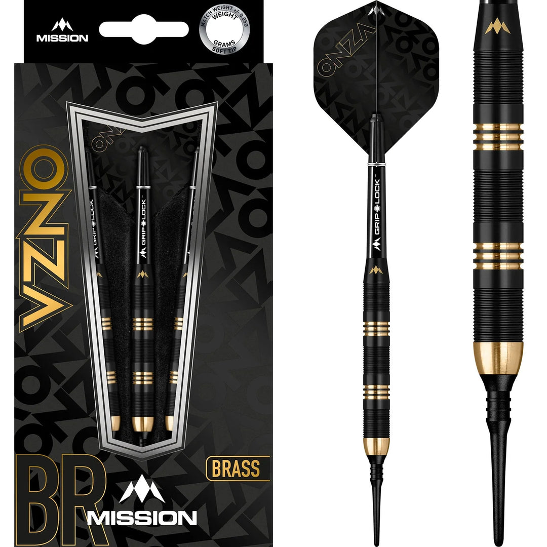 Mission Onza Black &amp; Gold M1 Soft Tip Brass Darts