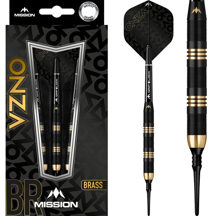 Mission Onza Black &amp; Gold M1 Soft Tip Brass Darts
