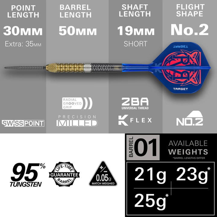 Raymond van Barneveld G6 Swiss Point Darts 95% Tungsten