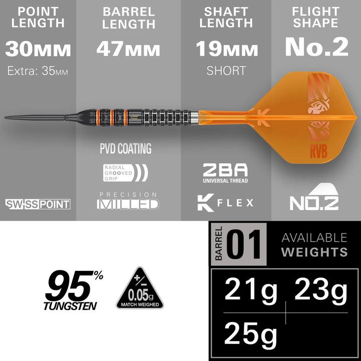 Raymond Van Barneveld 95K Swiss Point Darts 95% Tungsten