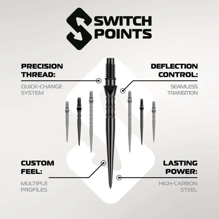 Winmau Switch Points - Smooth Black