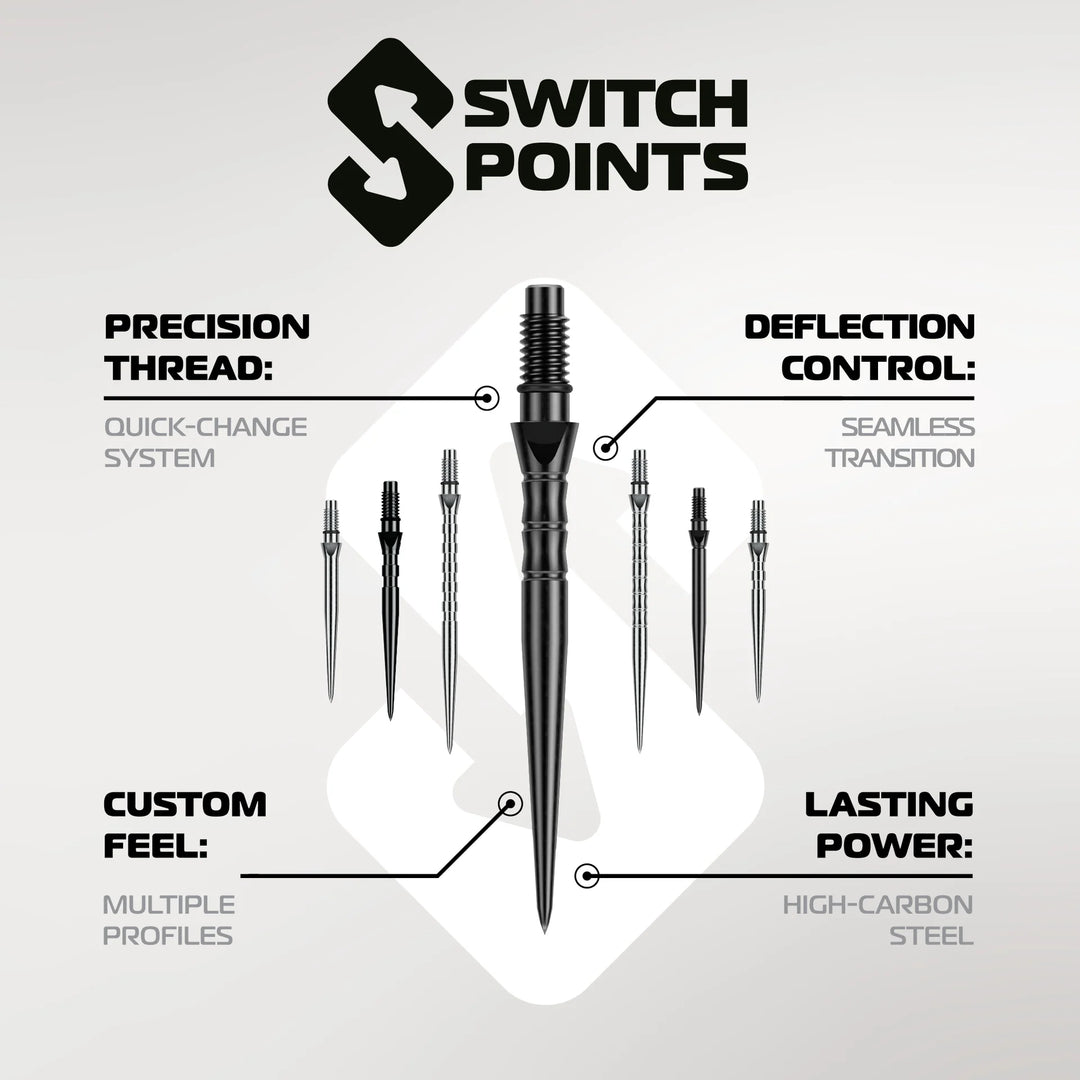 Winmau Switch Points - Smooth Silver