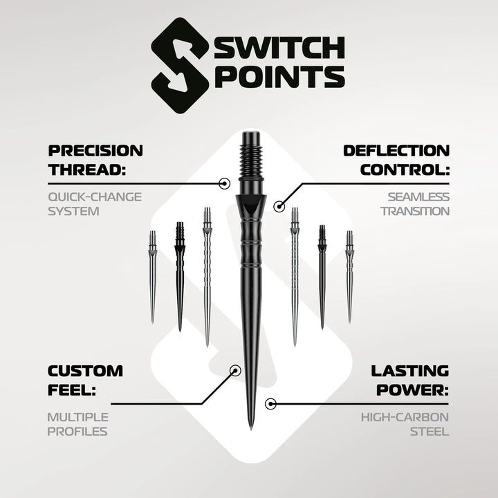 Winmau Switch Points - Smooth Silver