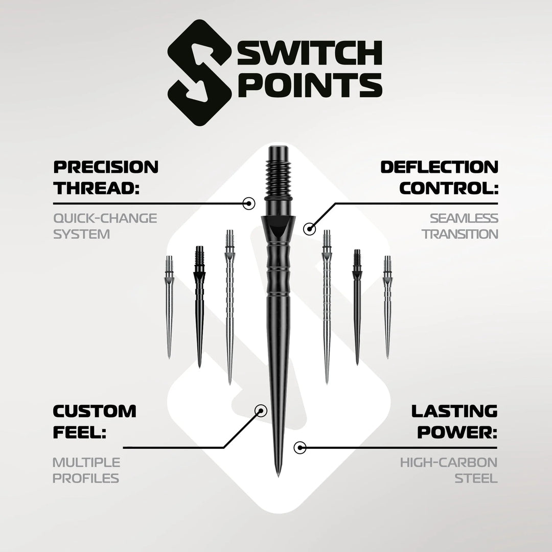 Winmau Switch Points - Wave Silver