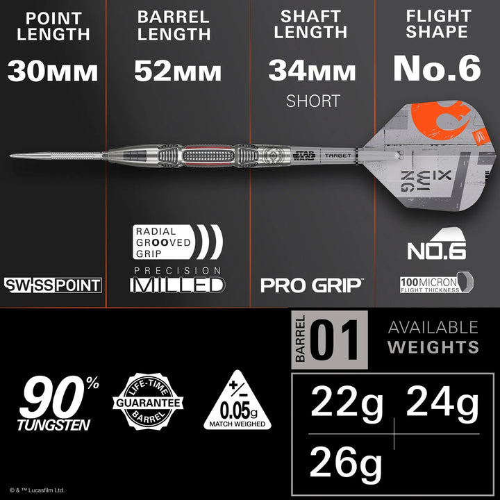 Star Wars X-Wing Swiss Point Darts 90% Tungsten